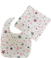 Kiddy Pink big stars ბავშვის წინსაფარი და პირსაწმენდი