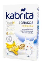 Kabrita თხის რძეზე დამზადებული 7 მარცვლიანი ბურღულეულის ფაფა ბანანით, 6 თვიდან, 180 გ