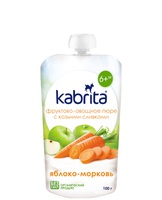 Kabrita სტაფილოს & ვაშლის ხილის პიურე , 6 თვიდან , 100 გ